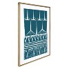 Kate and Laurel Sylvie Modern Block Print Teal Framed Canvas by Statement Goods, 28x38, Bright Gold - 2 of 4