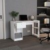 Vynxaria 47" Wide Writing Desk - One Drawer, Four Shelves, White - 2 of 4