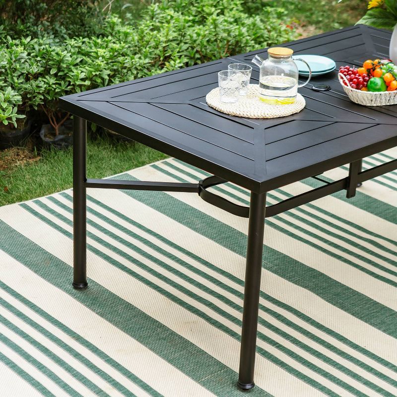 Outdoor Stainless Steel Rectangle Dining Table with Umbrella Hole - Captiva Designs, 2 of 10