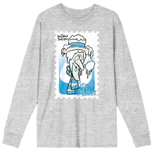 The Year Without A Santa Claus Snow Miser Stamp Crew Neck Long Sleeve Athletic Heather Men's Tee - 1 of 2
