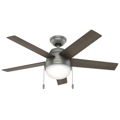 46" Silver and Light Gray Oak Ceiling Fan with LED Light Kit