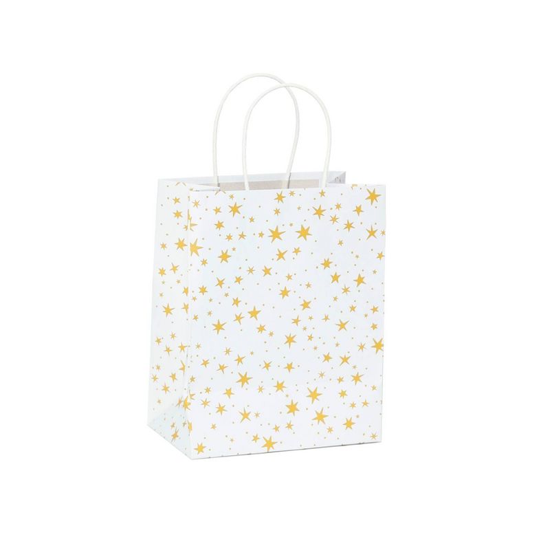 4pk Cub Gift Bags Foil Star Gold - Spritz&#8482;: Elegant Assorted Colors, Party Favor Size, Strong Handles, 5 of 13