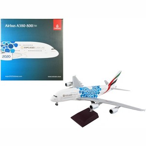 Airbus A380-800 Commercial Aircraft White with Blue Graphics "Gemini 200" Series 1/200 Diecast Model Airplane by GeminiJets - 1 of 4