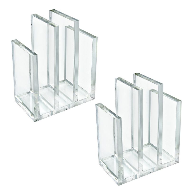 Azar Displays Clear Acrylic Bookend and Desk File Sorter, Thick Acrylic, 2 Pack, 2 of 9