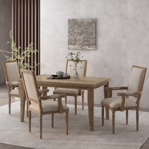 Christopher Knight Home McIntosh French Country Fabric Upholstered Wood Dining Chairs (Set of 4) - 1 of 4
