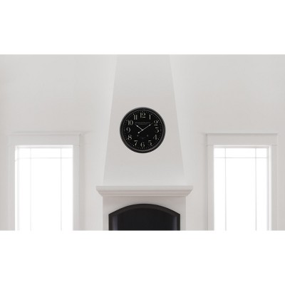 28" Oversized Black Iron Wall Clock with Beige Numerals