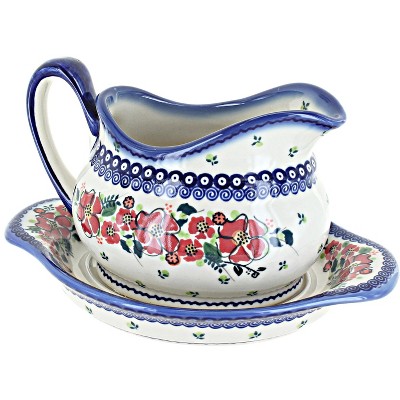 Bruntmor 20 Oz Ceramic Gravy Boat With Tray, Blue : Target