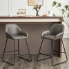 Beautyolove 24 in. Gray Faux Leather Upholstered Counter Height Bar Stool Swivel Counter Stool - 2 of 4