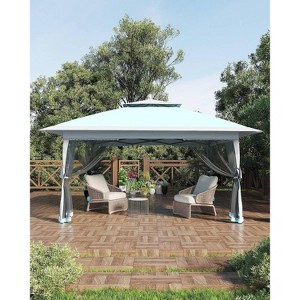 Outdoor Patio Gazebo 12x12ft, Pop up with Mosquito Netting, Outdoor Canopy Tent with 4 Ropes 8 Stakes, Portable Carrying Bag and Double Roofs - 1 of 4