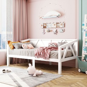 NicBex Twin/Full Modern Bed Frame Sofa Bed with Bedside Rails,High-Legged Daybed Platform Bed for Bedroom,Study,Kids Room - 1 of 4