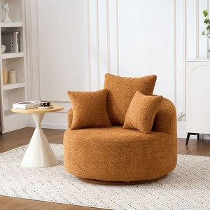 Okak Modern Swivel Chair Upholstered Sofa Chair with 3 Decor Pillows,Accent Barrel Chair for Living Room, Bedroom, Office - 1 of 4