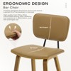 Bekrvio 26" Counter Height Bar Stools - PU Leather Upholstered with Backs, Bent Wood Legs, Mid Century Modern Counter Stools for Kitchen Island - 3 of 4