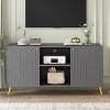 ORRD Modern TV Stand for TVs up to 55", Gray Media Console with 2 Doors & Adjustable Shelf, Gold Metal Legs & Anti-Tip Device - 2 of 4