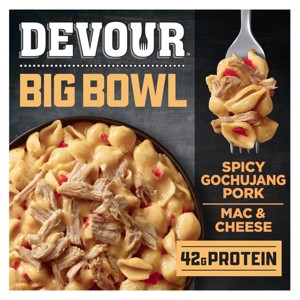 Devour Big Bowl Frozen Spicy Gochujang Pork Mac & Cheese - 14oz - 1 of 4