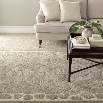 Gray Geometric Hand-Knotted Wool Area Rug, 4' x 6'
