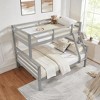 MAYEERTY Twin over Full Bunk Bed with Ladder, Wooden Bed Frame with High Guardrail and Ladder for Kids, No Box Spring Needed, Grey - 3 of 4