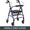 MABIS Rollator Walker, Adjustable Handle Height Folding Walker, Light Weight Aluminum Walker With Basket, Cushioned Seat and Padded Backrest, 23 x 24 - 3 of 4
