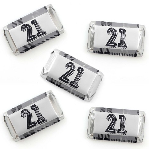 Big Dot of Happiness Cheers and Beers to 21 Years - Mini Candy Bar Wrapper  Stickers - 21st Birthday Party Small Favors - 40 Count 