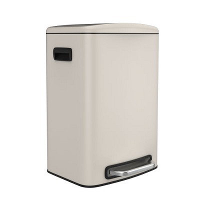 LunaLulinlk 13 Gallon 50L Kitchen Foot Pedal Operated Soft Close Trash Can - Stainless Steel Rectangular Bustbin with 30 Garbage Bags