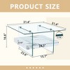 31.4" Modern Two-Tier Square Coffee Table with Tempered Glass Top and Marble Pattern MDF Lower Tier, Versatile for Coffee, Side - 3 of 4