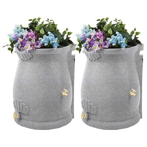 Good Ideas Rain Wizard 50 Gallon Rain Saver Barrel Water Storage Urn with Planter Space and 2 Brass Spigots, Light Granite (2 Pack) - 1 of 4