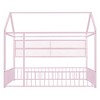Twin/Full Size Metal Platform Bed House Bed Frame with Fence and Shelves, White/Black/Pink-ModernLuxe - 4 of 4