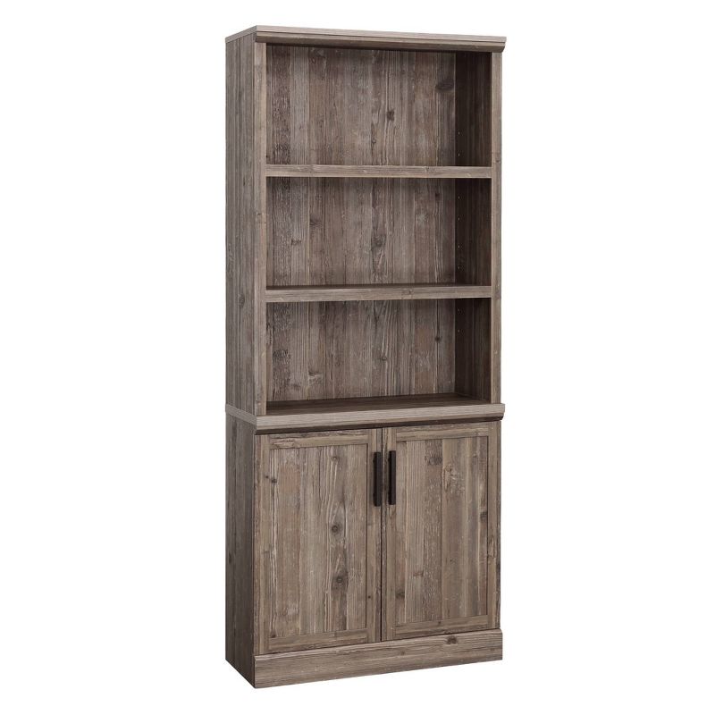Sauder 70.866&#34; Aspen Post Library Shelf with 2 Doors Pebble Pine, 1 of 8