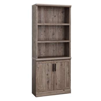 Sauder 70.866" Aspen Post Library Shelf with 2 Doors Pebble Pine