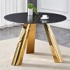 42" Stainless Steel Kitchen Table,Dining Table With Sintered Stone Tabletop And Circular Stainless Steel Legs,Round Dining Table-Coolbibila - 3 of 4