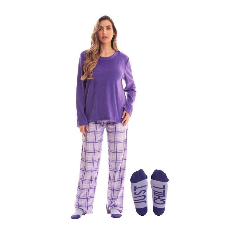 Just Love Ultra-Soft Womens Pajama Pant Set with Matching Socks with Sayings / Christmas Pajamas, 1 of 5