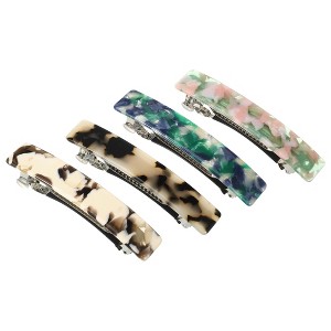 Unique Bargains Women's Tortoise Shell French Hair Barrettes 4 Pcs - 1 of 4