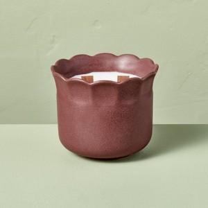 2 Wood Wick Ceramic Scalloped Rim Jar Candle 11oz - Hearth & Hand™ with Magnolia - 1 of 3