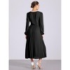 Allegra K Women's Elegant Pleated Cross V Neck Puff Sleeve Tie Waist A-Line Dress - 4 of 4
