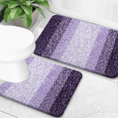 Attop Bathroom Rug Set 2 Piece, Soft Absorbent Microfiber Bath Mats and U-Shaped Contour Toilet Rug, Non-Slip