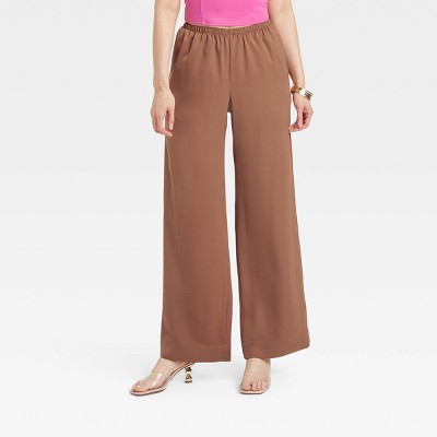 Women's Mid-Rise Pull-On Pants - A New Day™ Brown S