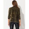 Allegra K Women's Open Front Collarless 3/4 Sleeve Sequin Velvet Jacket - 4 of 4