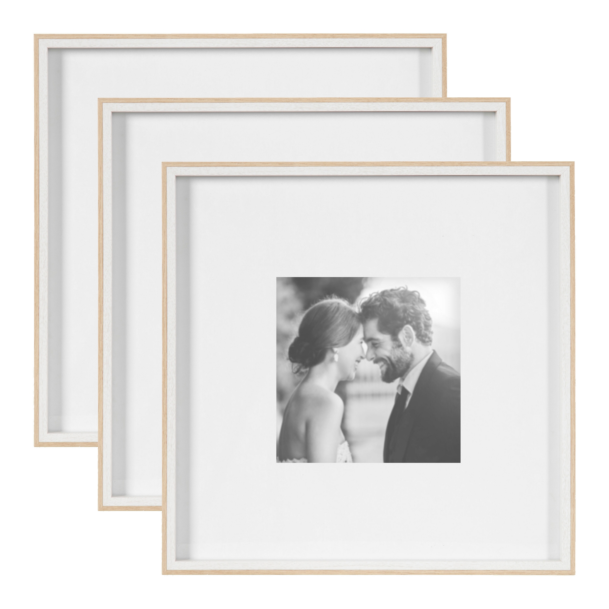 Kate & Laurel All Things Decor (Set of 3) 16"x16" Matted to 8"x8" Gibson Photo Frames White/Natural