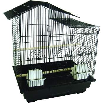 YML A5894 3/8 inches Bar Spacing Villa Top Small Bird Cage Black 18 inches x 14 inches