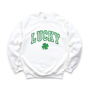 Simply Sage Market Women's Graphic Sweatshirt Lucky Clover Distressed - 1 of 4