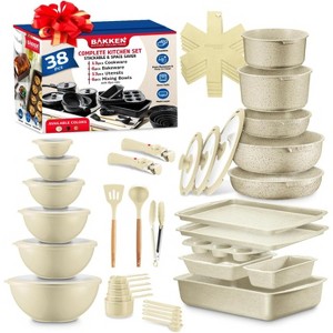 Bakken Master 38 Piece Granite Cookware and Bakeware Set – Nonstick Granite Coating, Tempered Glass Lids, 6-piece Bakeware set, 12-piece Mixing Bowls, - 1 of 4