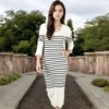 Anna-Kaci Women's Striped Knit Midi Dress with Long Sleeves and Ribbed Texture - 2 of 4