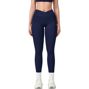 Anna-Kaci Active Women's High Waist Crossover Lounge Leggings with Full Length Slim Fit and Flattering Waistband - 1 of 4