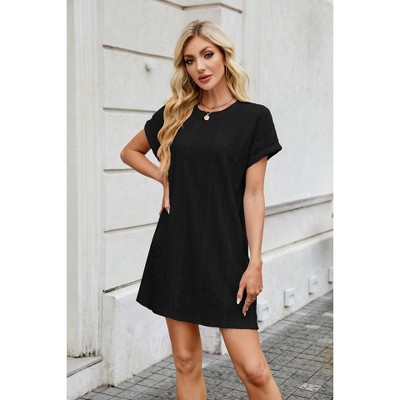 Womens Summer Dresses Fashion 2025 Short Sleeve Spring Mini Dress Casual Beach Vacation Clothes Dresses