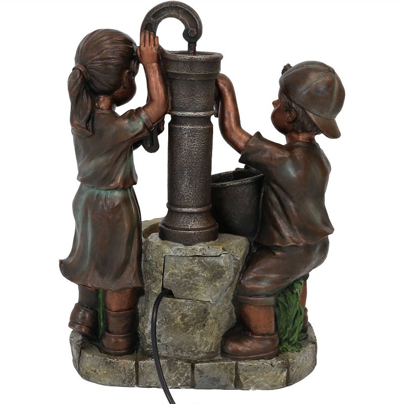 Sunnydaze 24"H Electric Polyresin Jack and Jill at Farmhouse Pump and Well Outdoor Water Fountain, 4 of 16