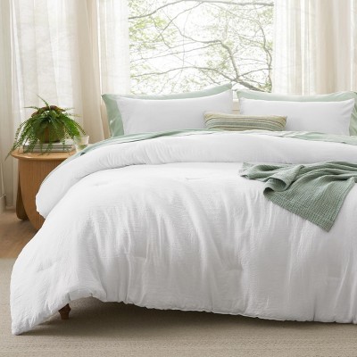 Bedsure | 3Pcs Beige Soft Warm Imitation Washed Cotton Bed Comforter Sets for All Seasons