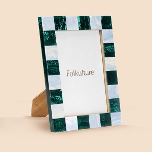 Folkulture Picture Frames, Resin Checkered Picture Frame or Green Photo Frames for Wall, Large Picture Frames for Wall Pictures - 1 of 4
