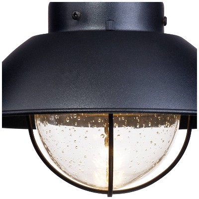 Black Steel Industrial Outdoor Wall Sconce with Seedy Glass