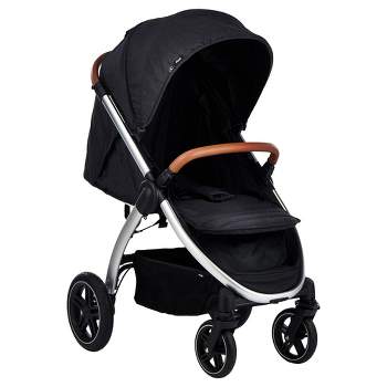hauck Uptown Deluxe Lightweight Compact Folding Stroller with Cup Holder, Retractable Canopy, Adjustable Height, and 55 Pound Capacity, Melange Black