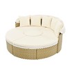 Carrie PE Rattan Round Sectional Sofas, Tone Weave Sunbed with Retractable Canopy, Removable Cushion, Outdoor Furniture - Maison Boucle - 2 of 4