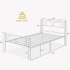 Twin Metal Bed Frame with Headboard & Footboard, Sturdy Steel Platform Slats Support, No Box Spring Needed, Easy Assembly,White - 2 of 4